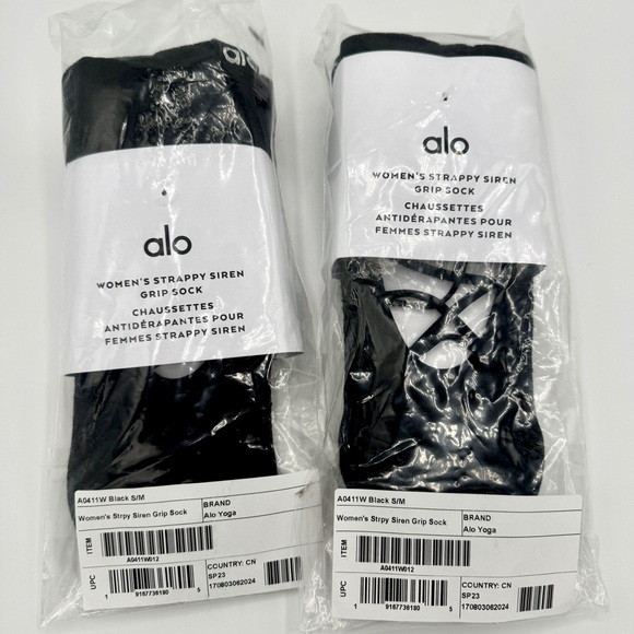 NWT Alo Strappy Siren Grip Socks Black Ballet Barre Pilates Brand New ONE PAIR - Picture 9 of 16